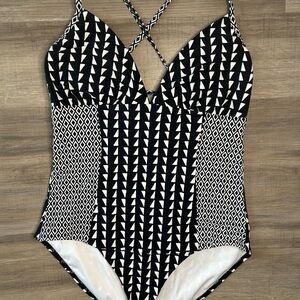 Black and White Geometric Swimsuit